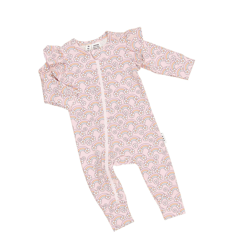 Flowerbow Frill Romper - Pink Pearl