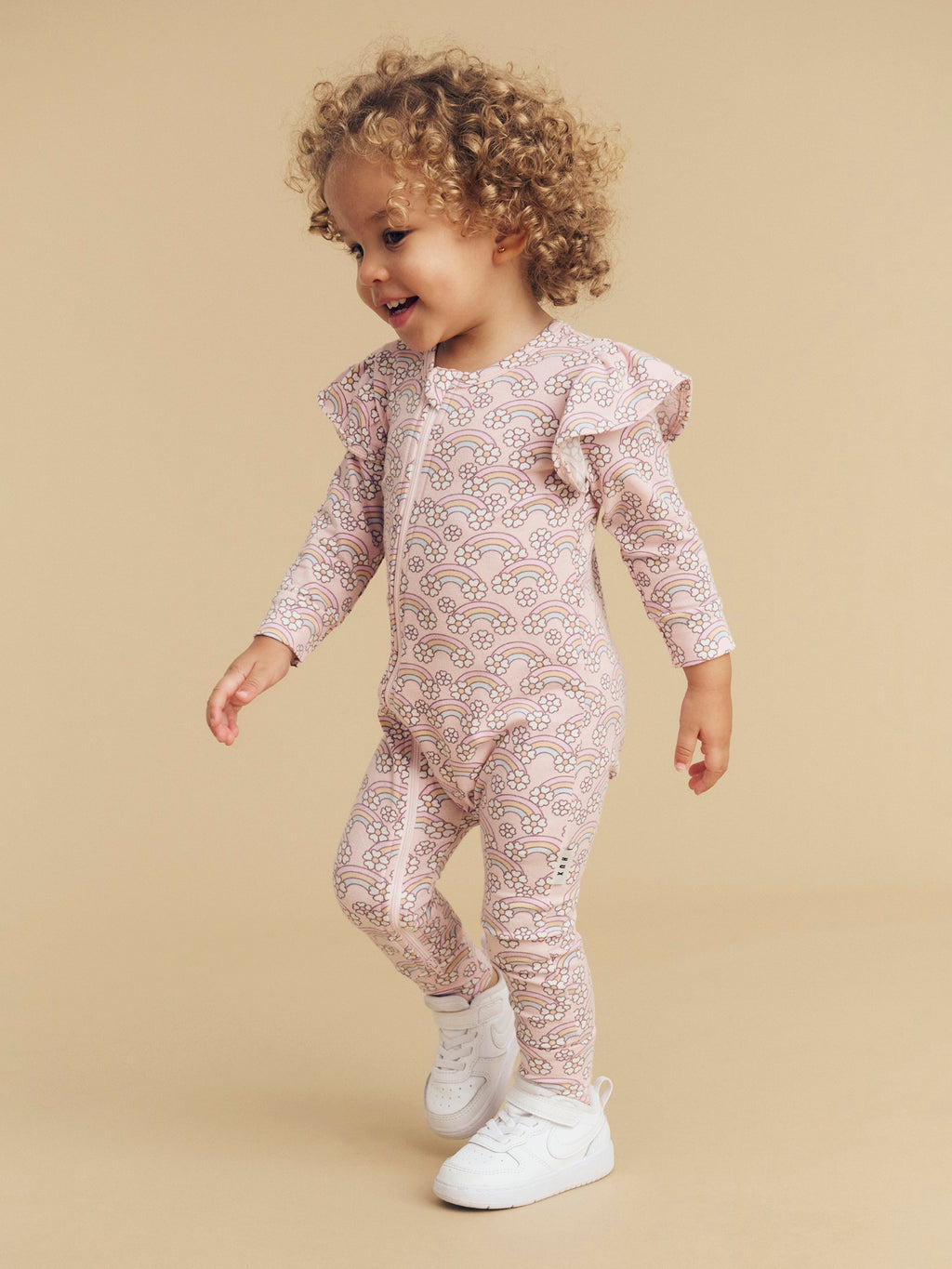 Flowerbow Frill Romper - Pink Pearl