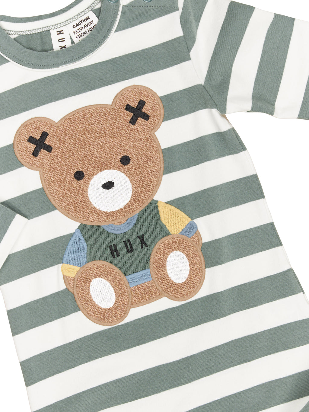 Teddy Hux Stripe Romper - Spruce + Almond