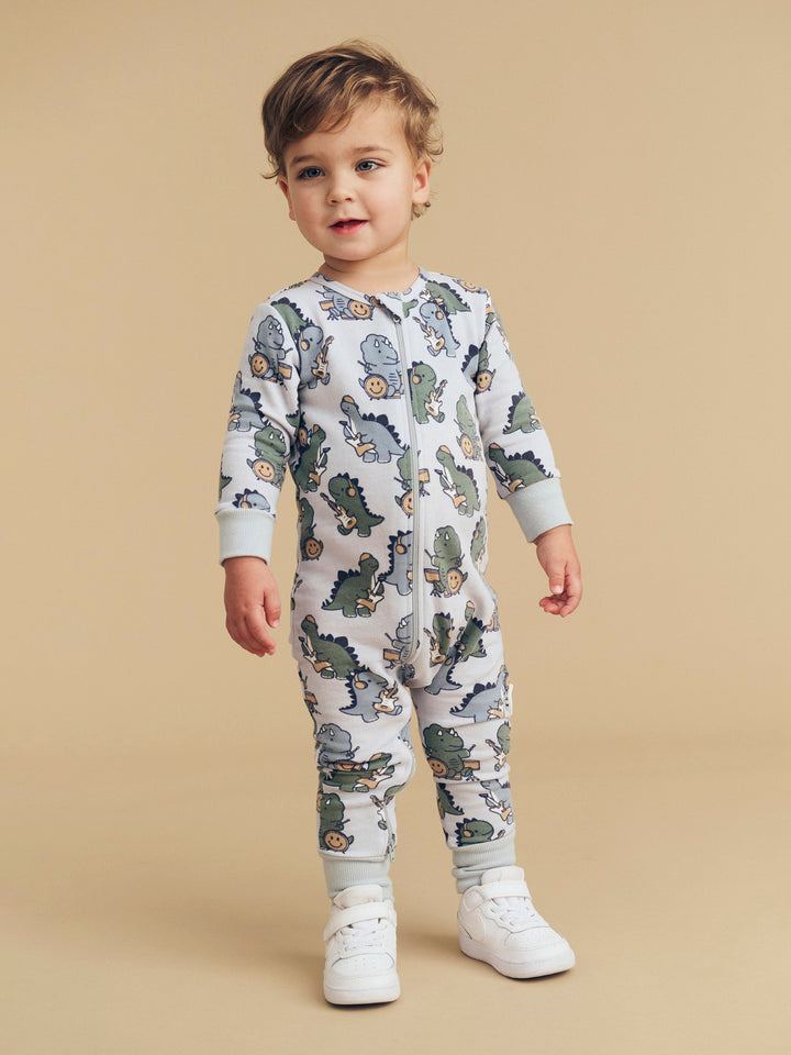 Huxbaby Dino Band Romper - Slate