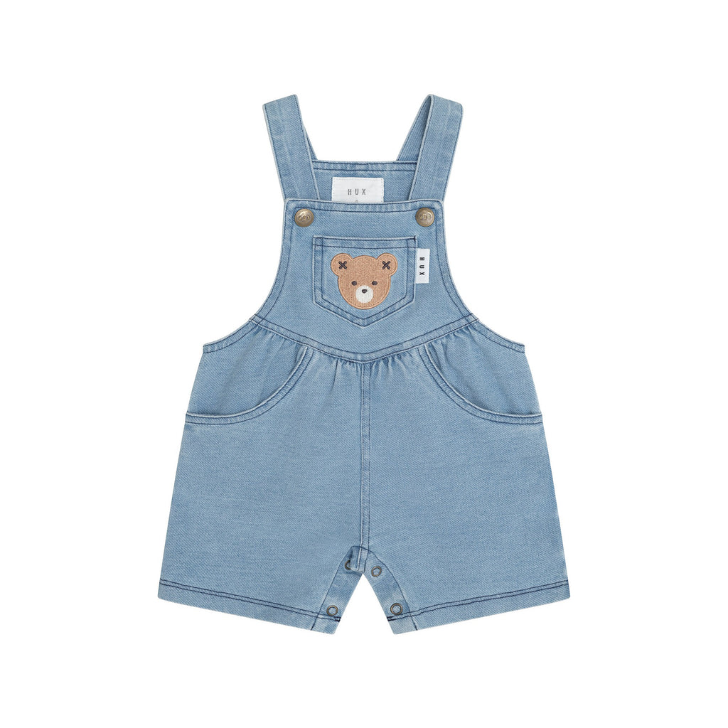 Huxbear Knit Denim Short Overalls - Denim