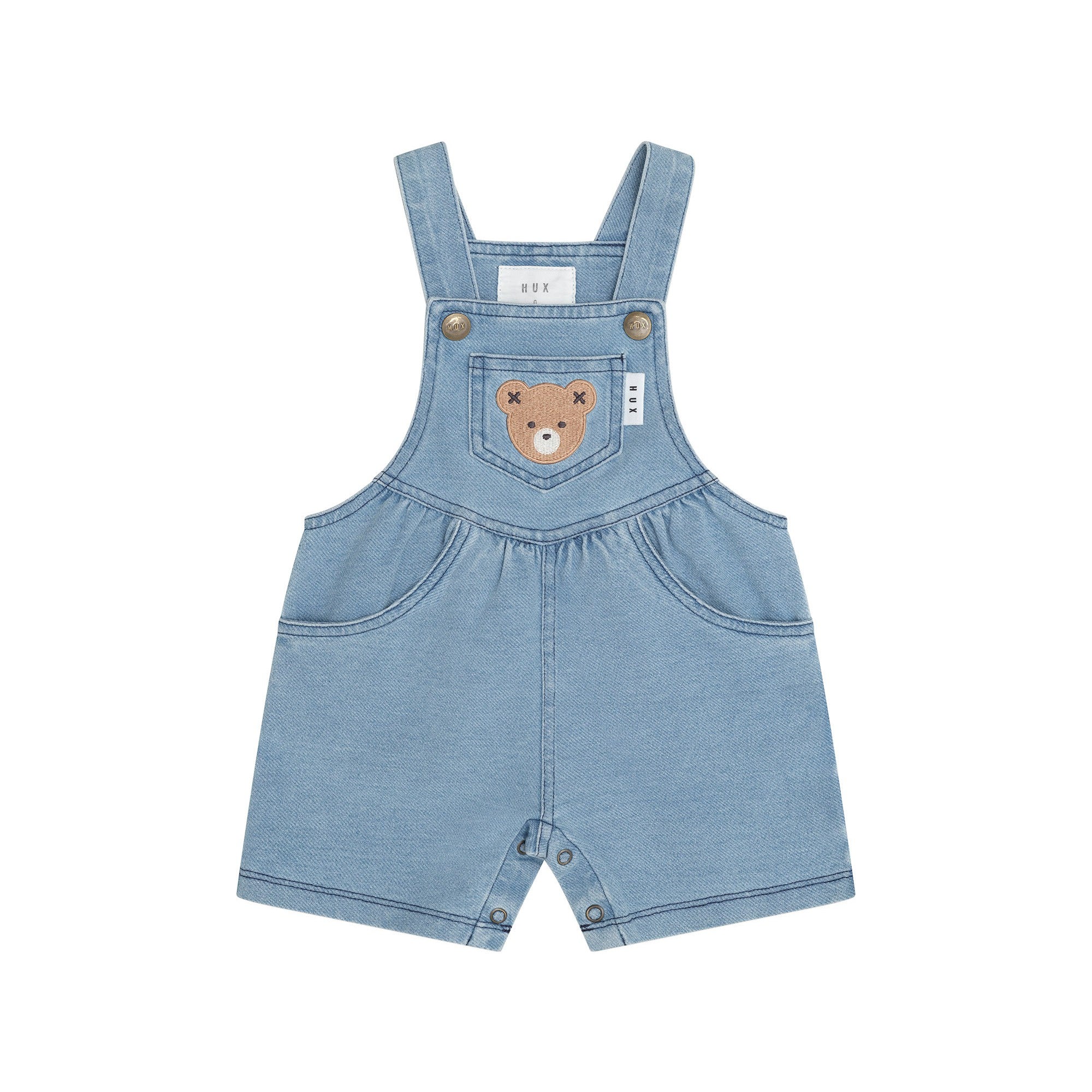 Huxbear Knit Denim Short Overalls - Denim