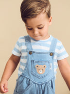 Huxbear Knit Denim Short Overalls - Denim