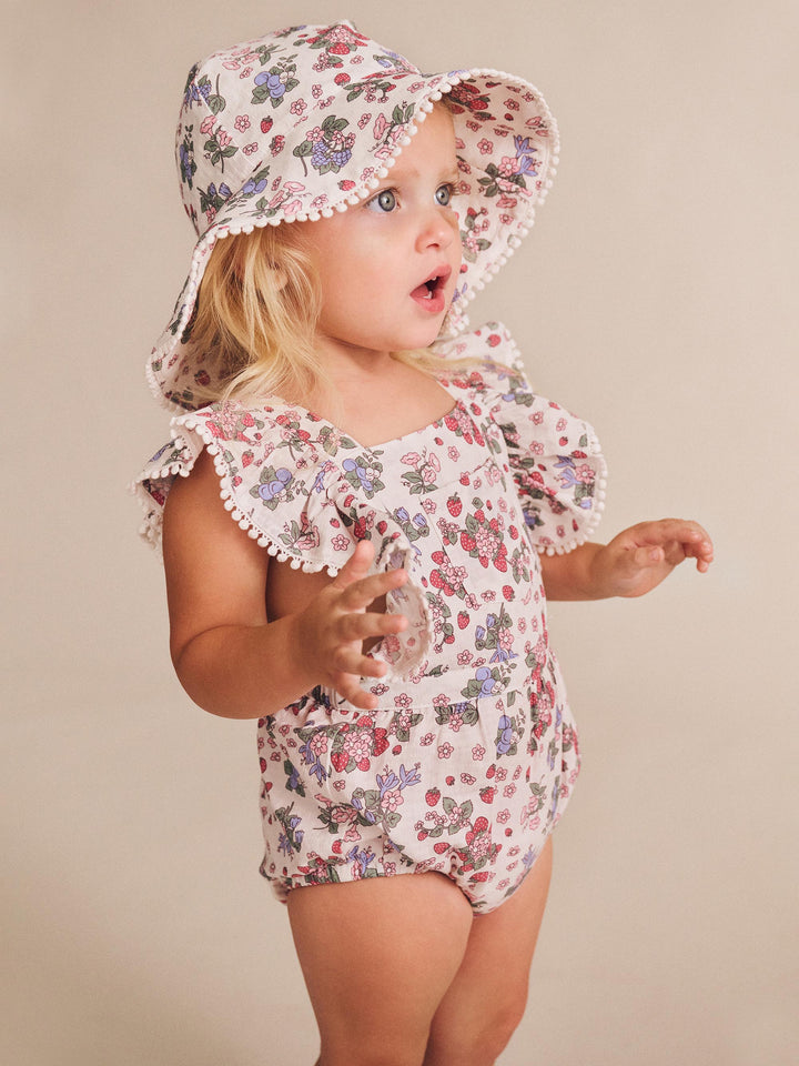 Huxbaby Strawberry Garden Playsuit Cream