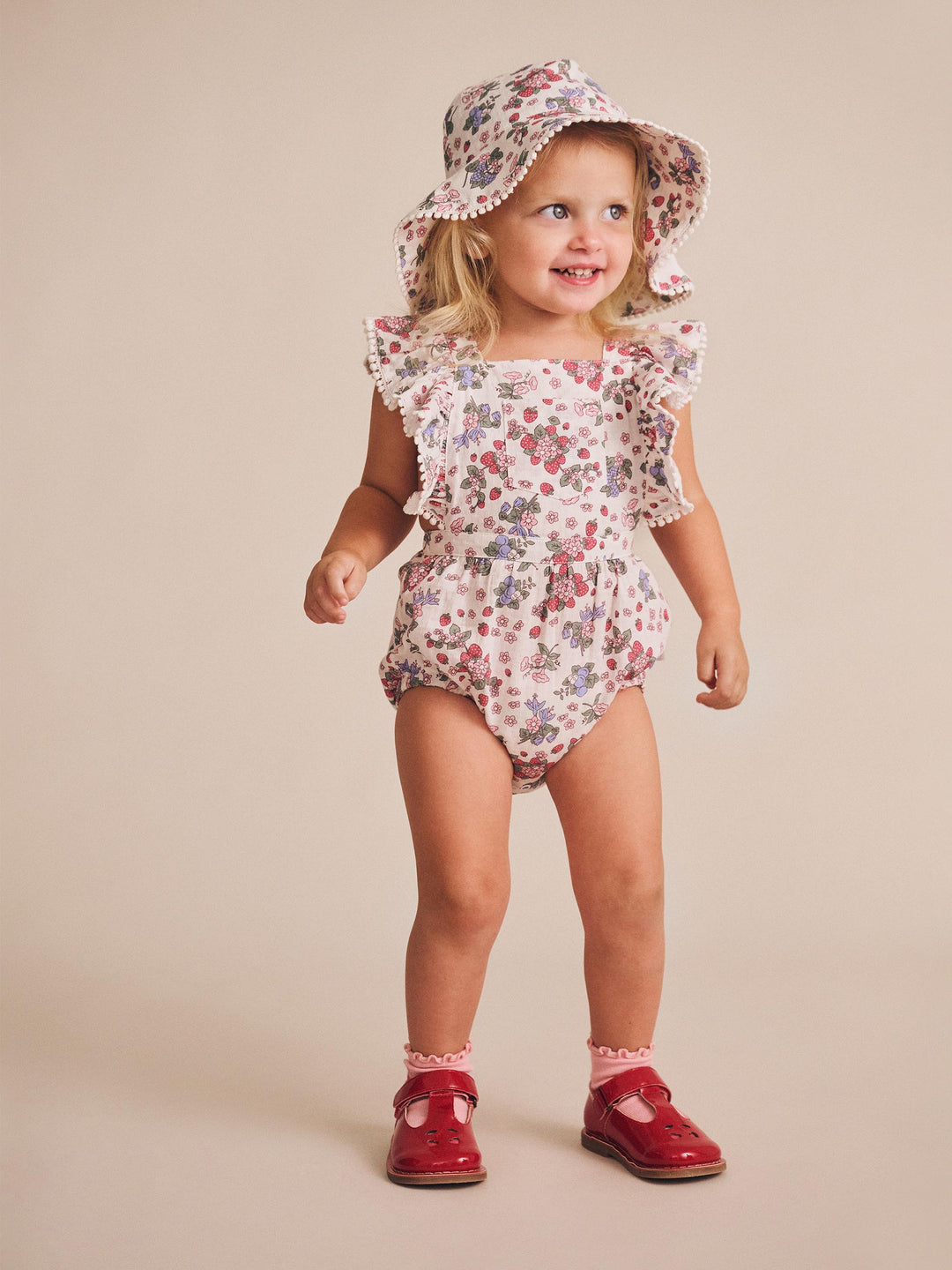 Huxbaby Strawberry Garden Playsuit Cream