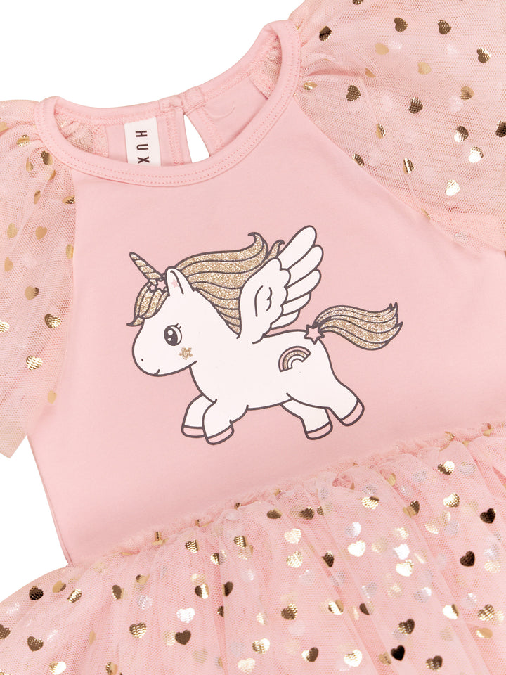Huxbaby Glitter Unicorn Ballet Onesie - Rosebud
