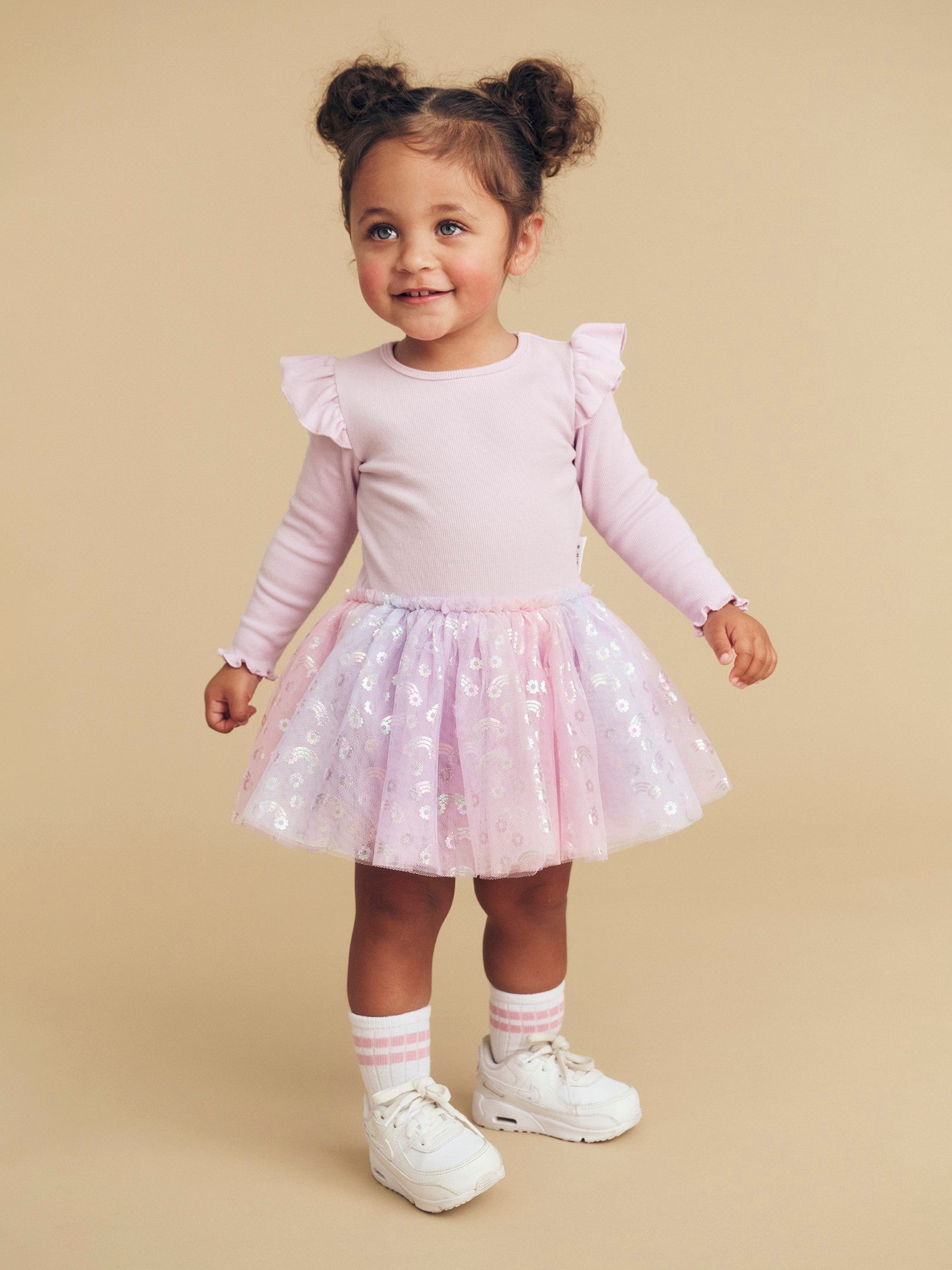 Rainbow Rib Ballet Onesie - Bright Orchid