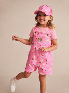 Huxbaby Pink Fruit Emoji Short Overalls