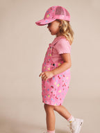Huxbaby Pink Fruit Emoji Short Overalls