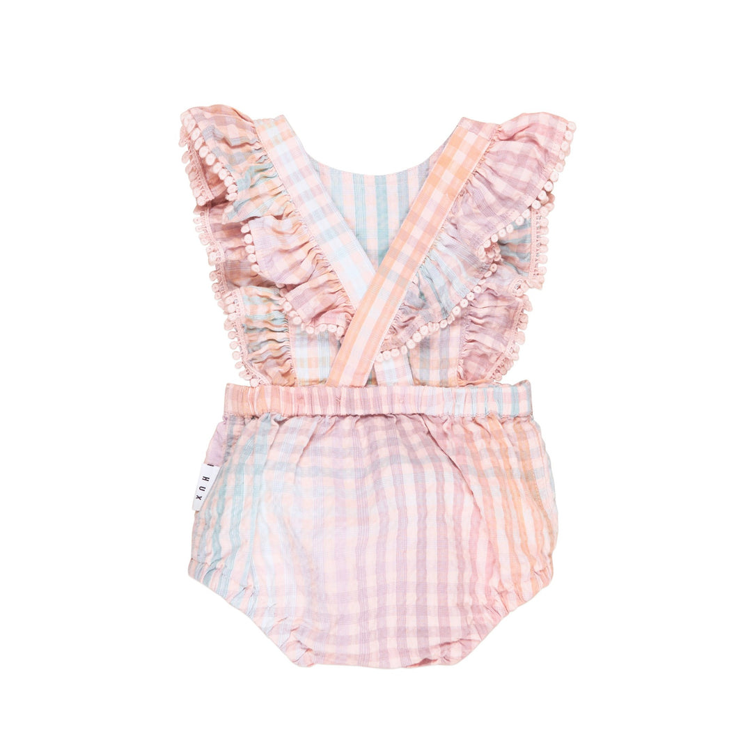 Huxbaby Frill Playsuit - Rainbow Check