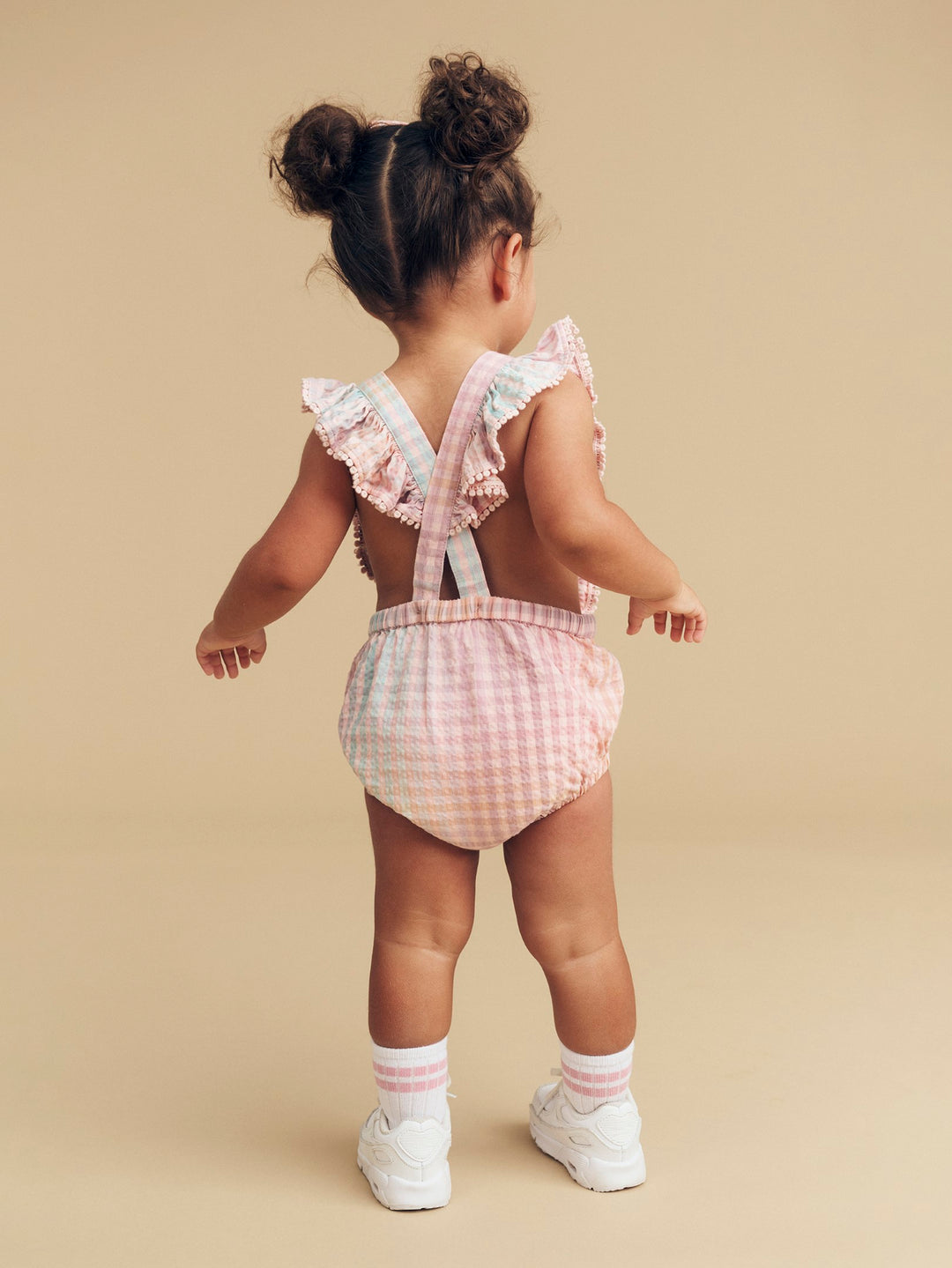 Huxbaby Frill Playsuit - Rainbow Check