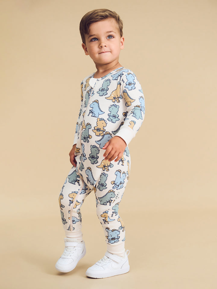Huxbaby Construction Dinos Romper - Multi