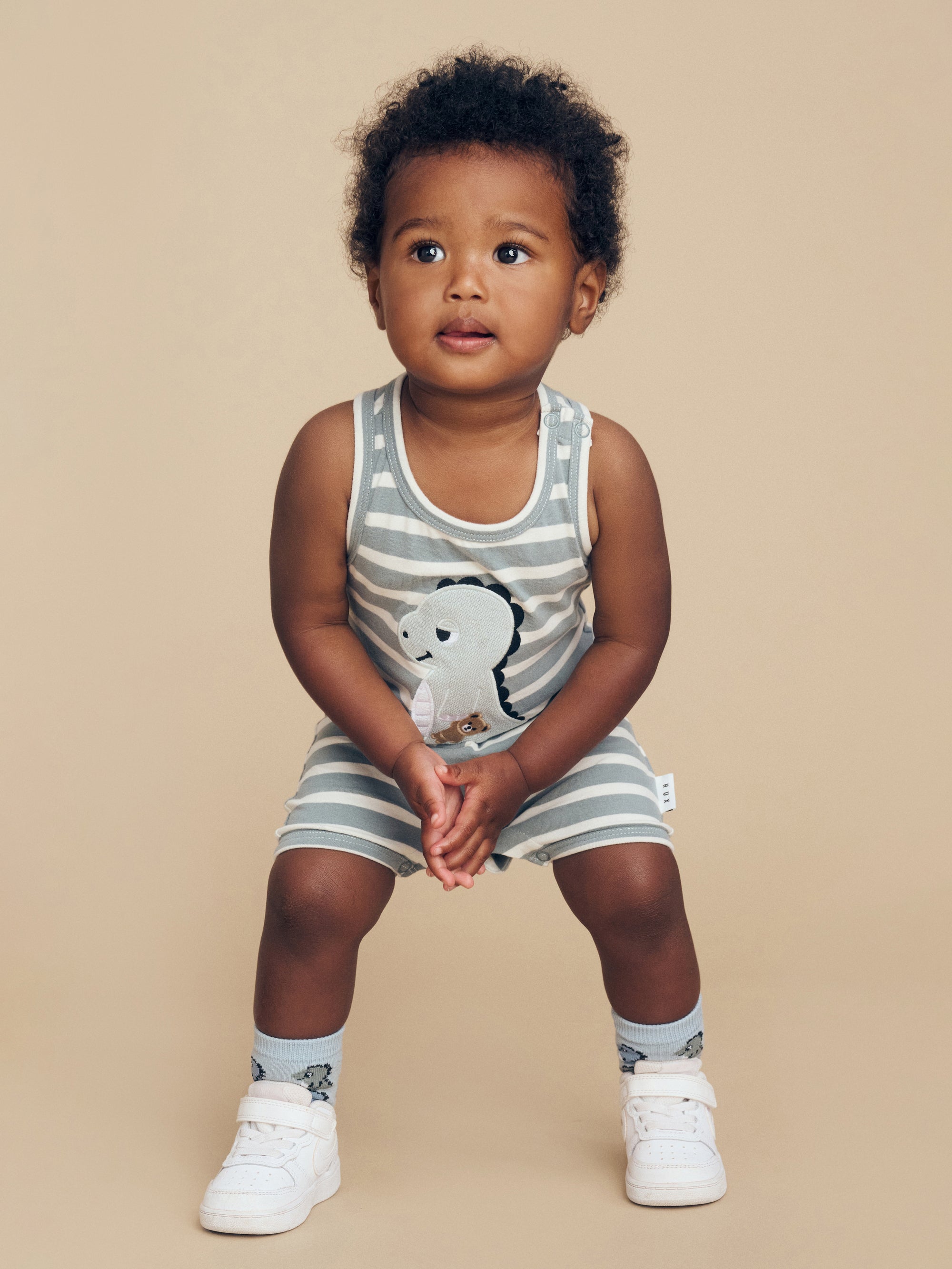 Huxbaby Dino Stripe Sleeveless Romper