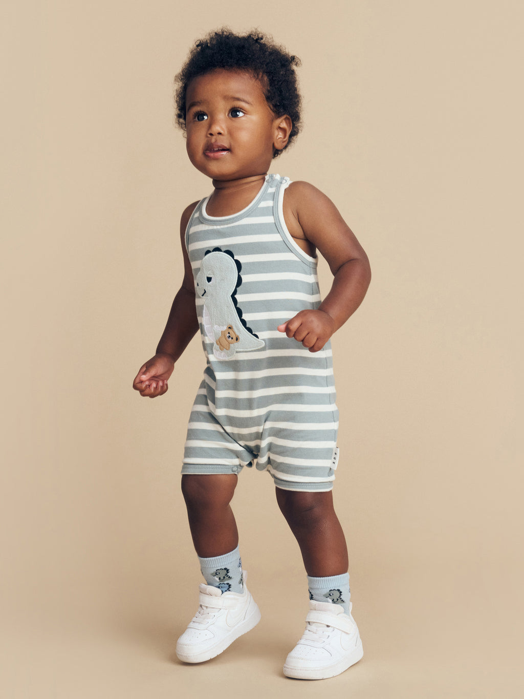 Huxbaby Dino Stripe Sleeveless Romper