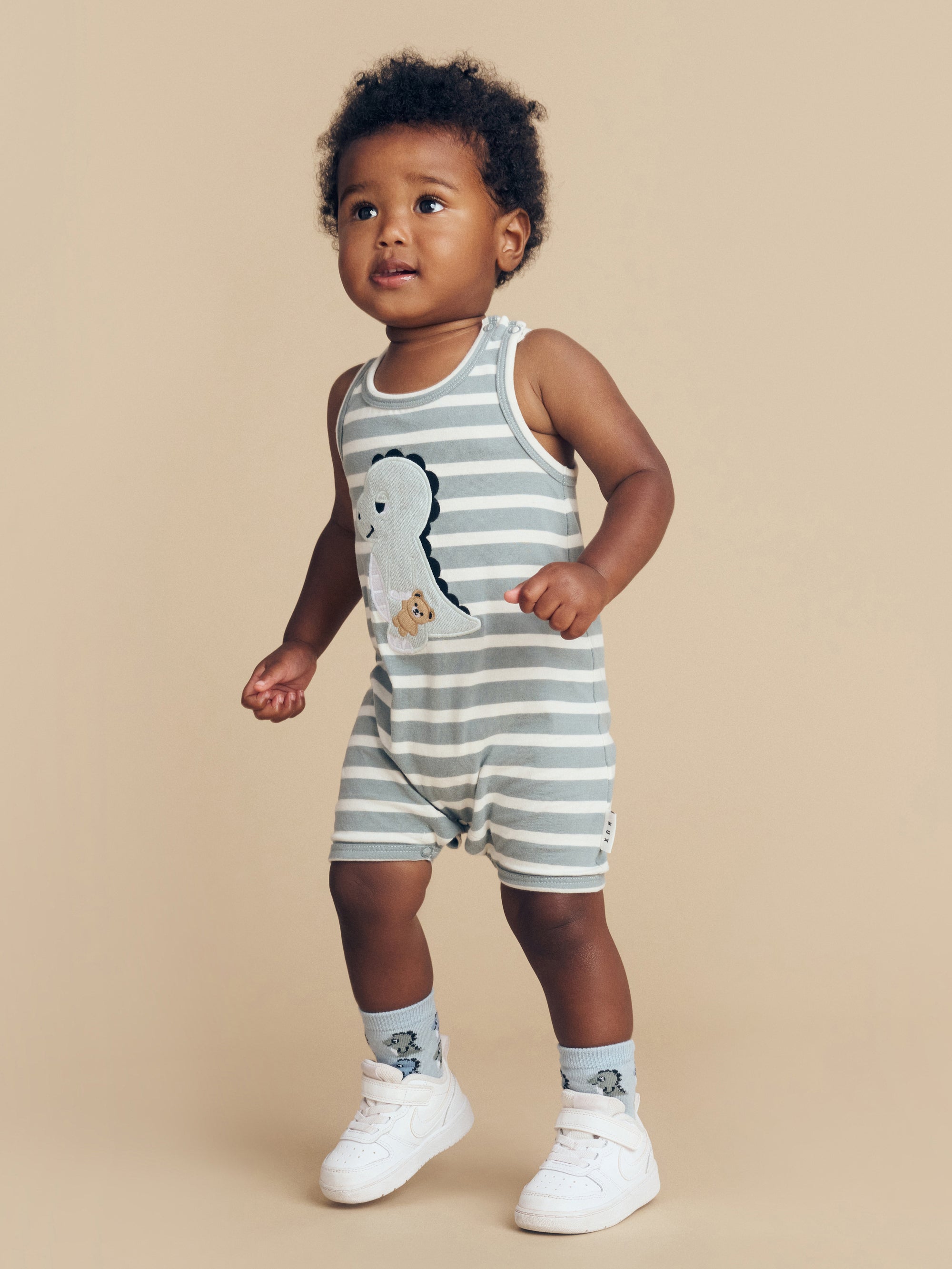 Huxbaby Dino Stripe Sleeveless Romper