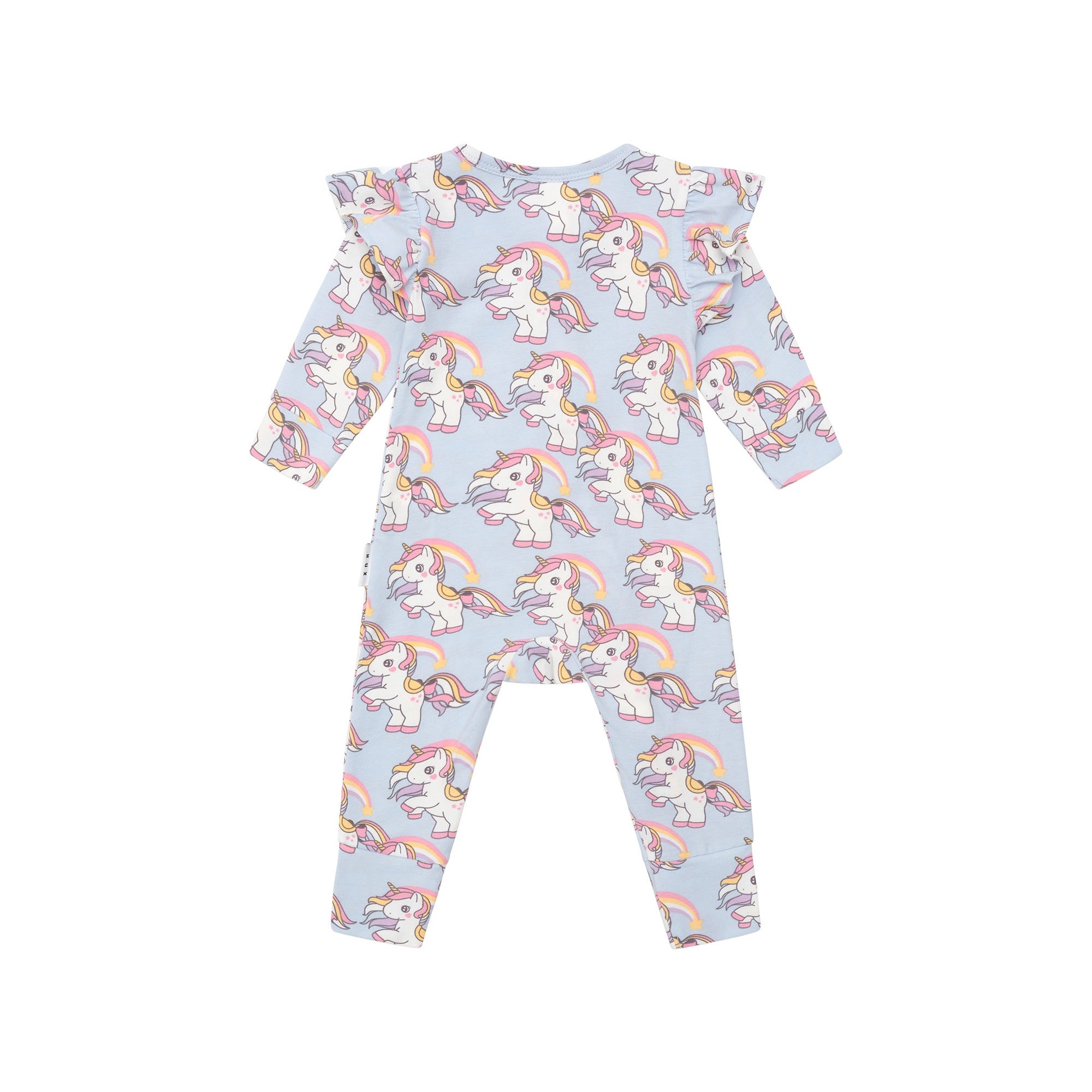 Huxbaby Rainbow Unicorn Frill Romper - Ice Water