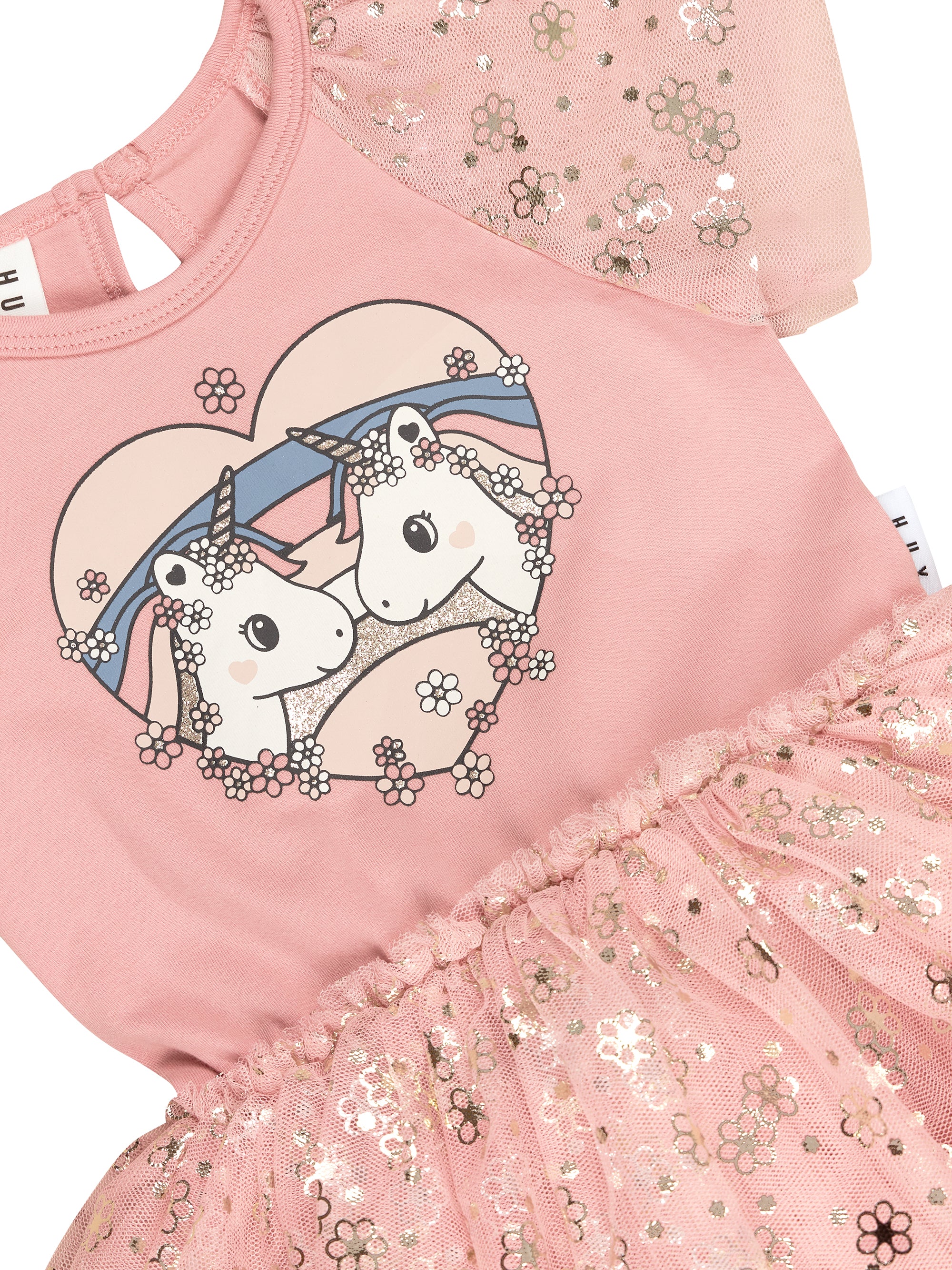 Huxbaby Unicorn Heart Raglan Ballet Onesie