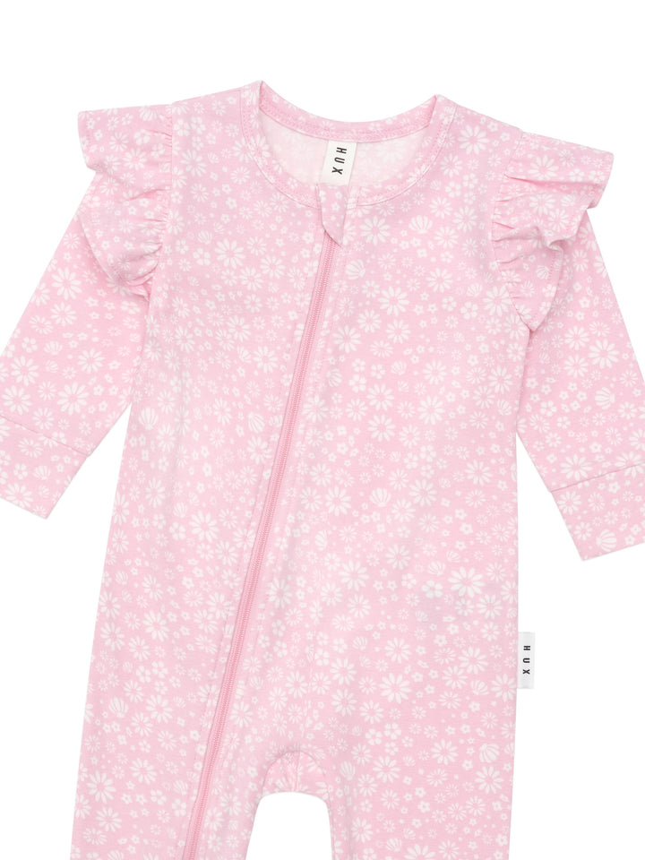 Huxbaby Daisy Seashell Frill Romper - Lilac Mist