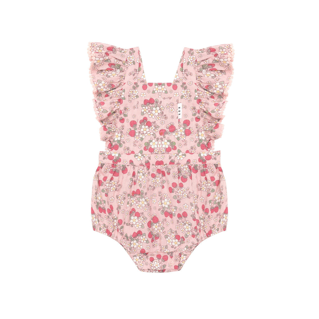 Vintage Strawberry Frill Playsuit Blush - Blush
