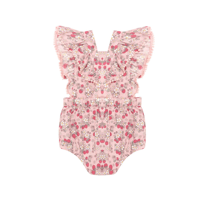 Huxbaby Vintage Strawberry Frill Playsuit Blush - Blush