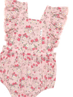 Vintage Strawberry Frill Playsuit Blush - Blush