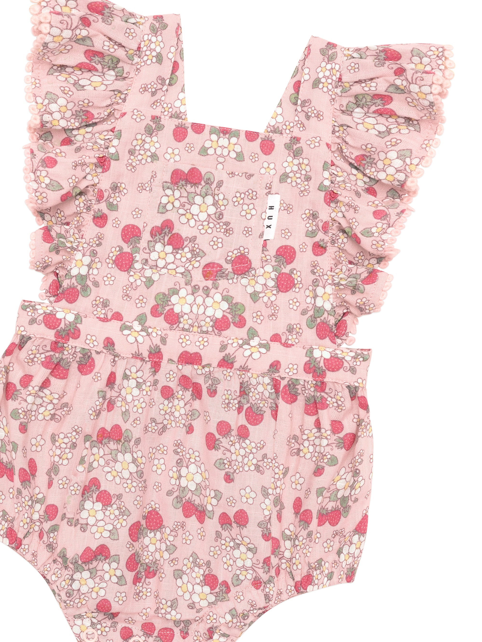 Vintage Strawberry Frill Playsuit Blush - Blush