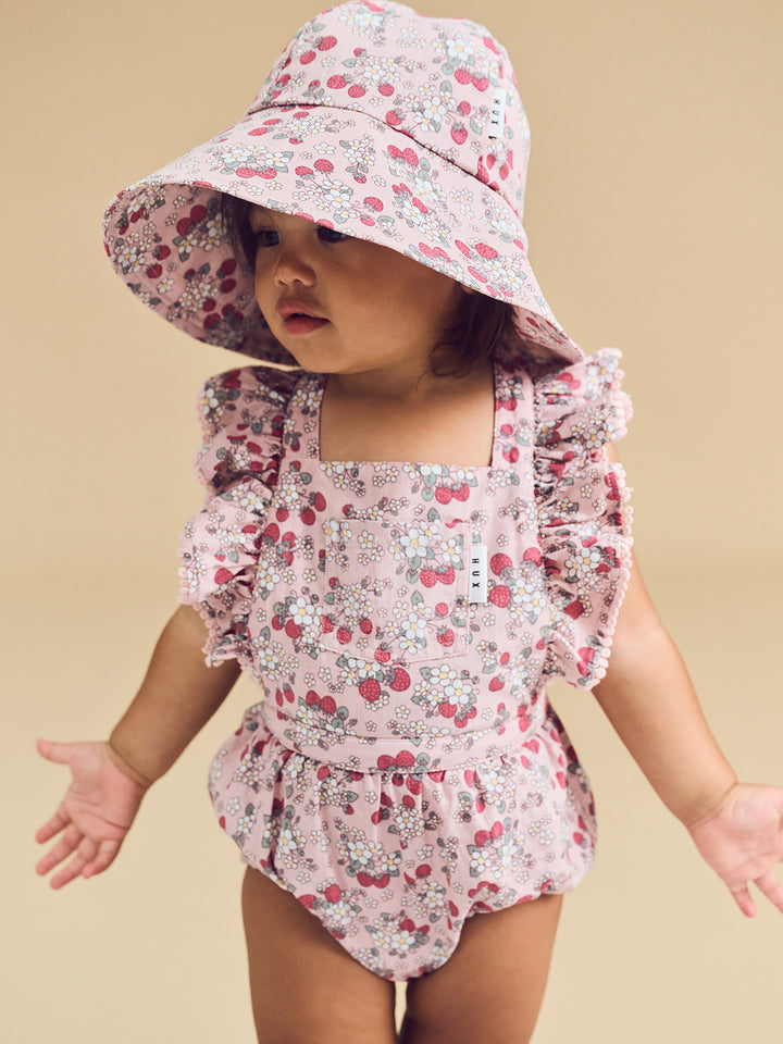 Huxbaby Vintage Strawberry Frill Playsuit Blush - Blush