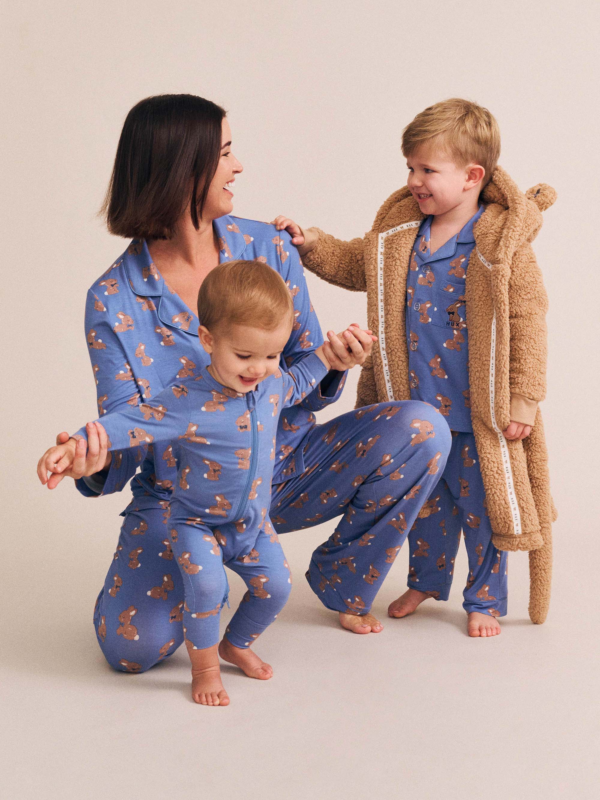 Vintage Blue Bunny Zip Romper