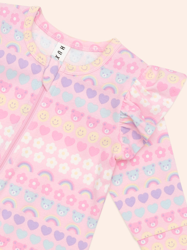 Huxbaby Emoji Rainbow Frill Romper