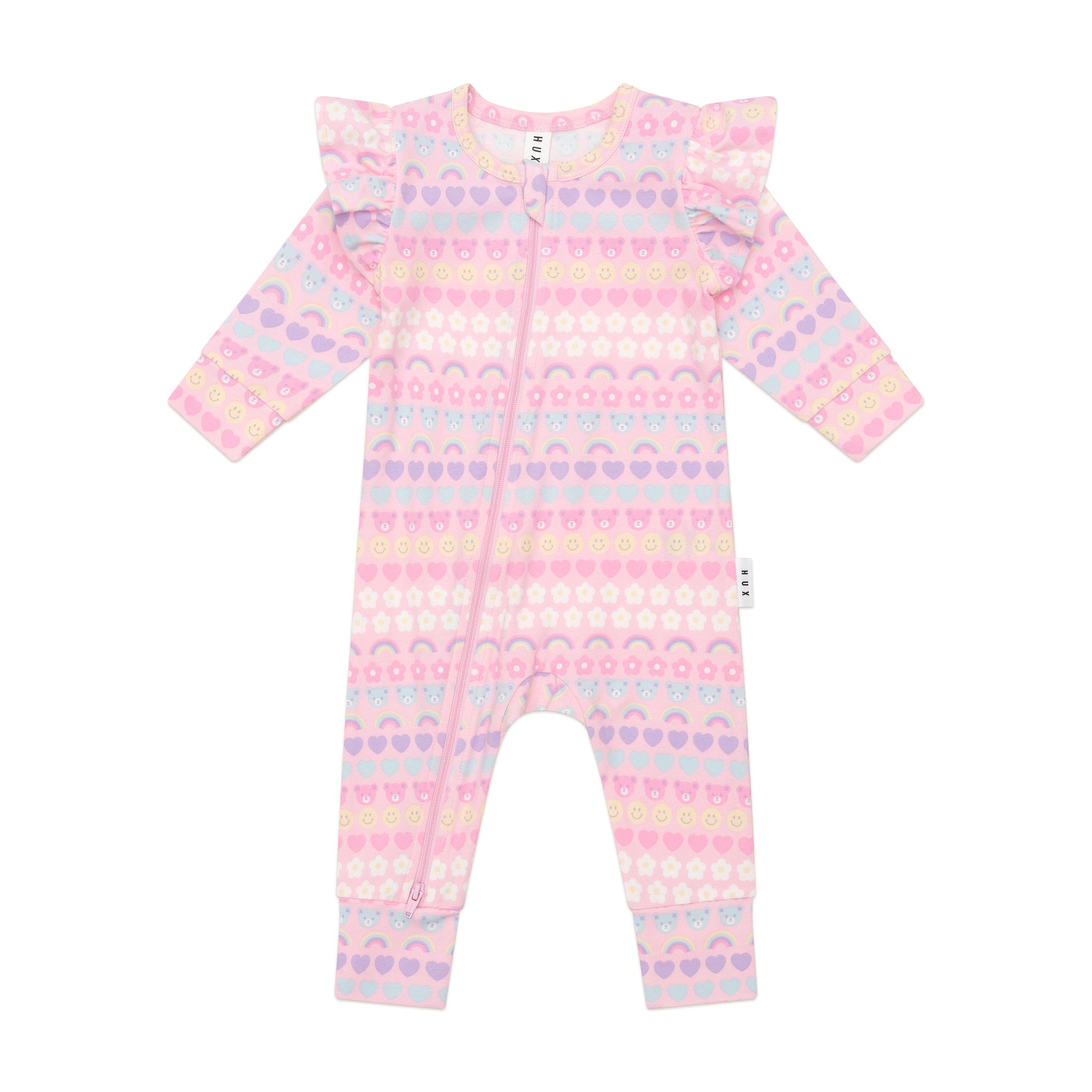 Huxbaby Emoji Rainbow Frill Romper