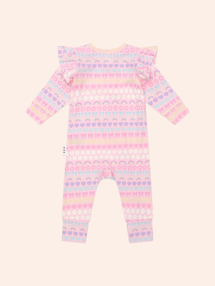 Huxbaby Emoji Rainbow Frill Romper