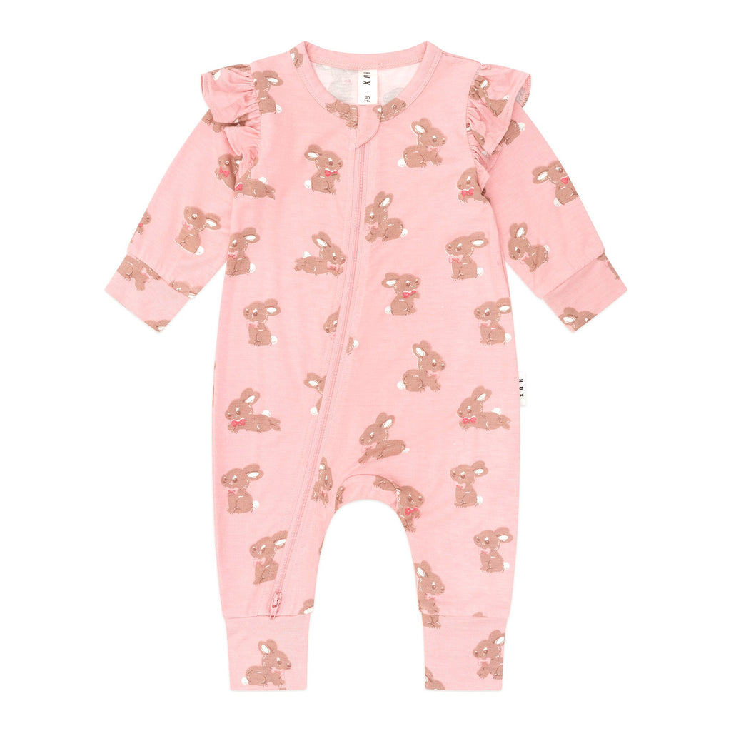 Dusty Pink Bunny Zip Romper