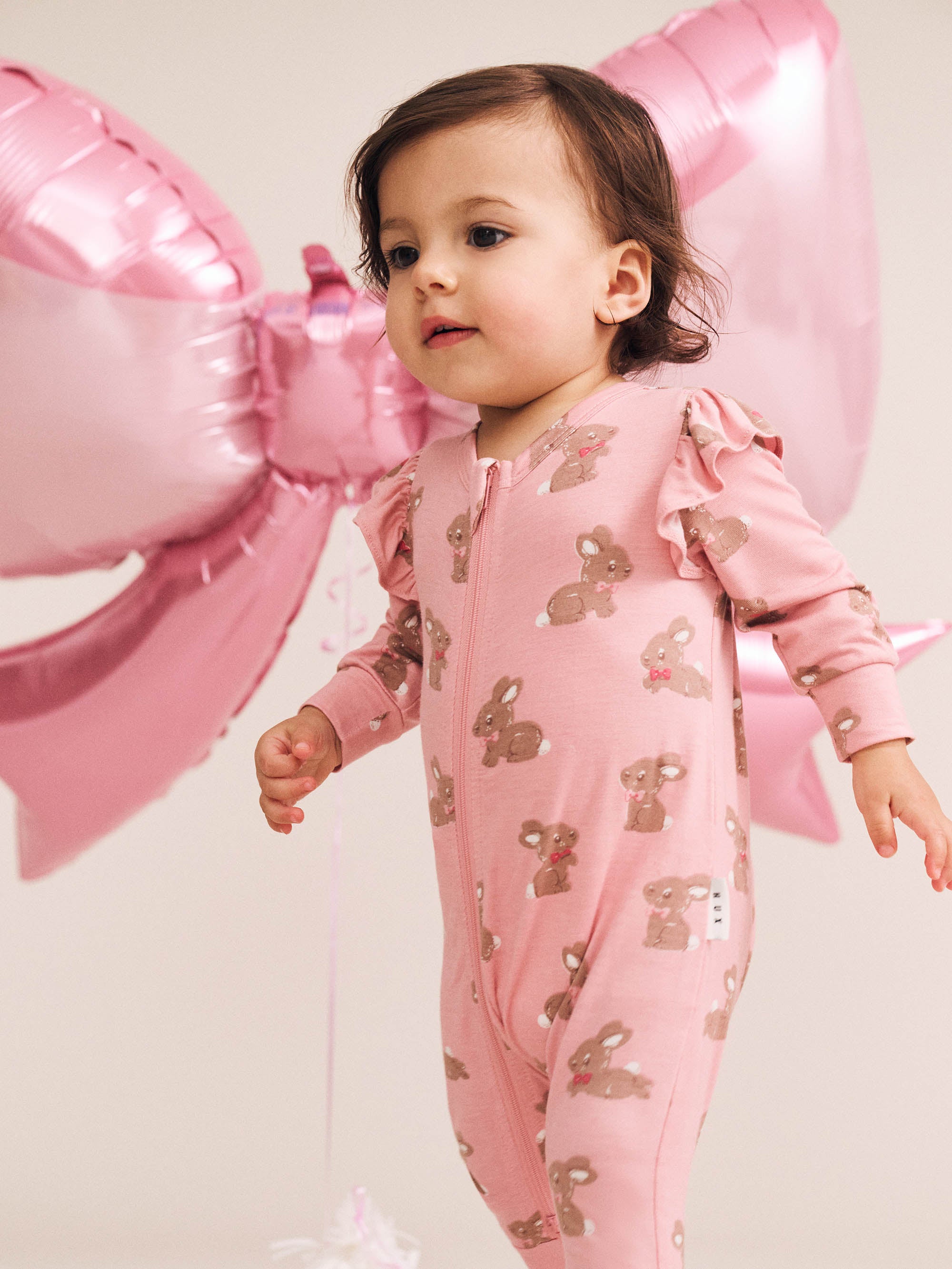 Dusty Pink Bunny Zip Romper