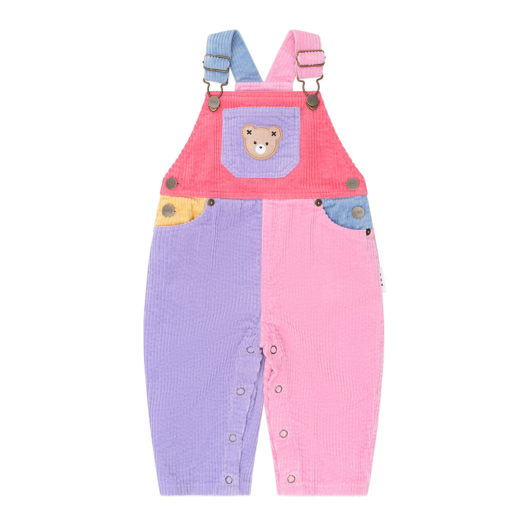 Colour Block Girl Cord Overalls