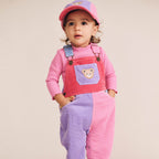 Colour Block Girl Cord Overalls