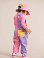 Colour Block Girl Cord Overalls