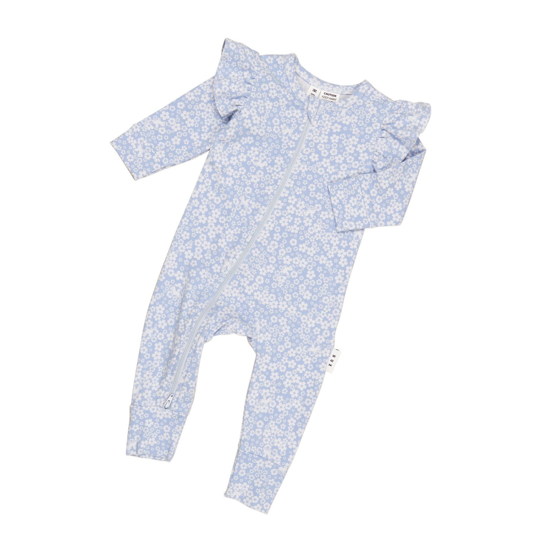 Unicorn Surprise Frill Romper - Dusty Blue