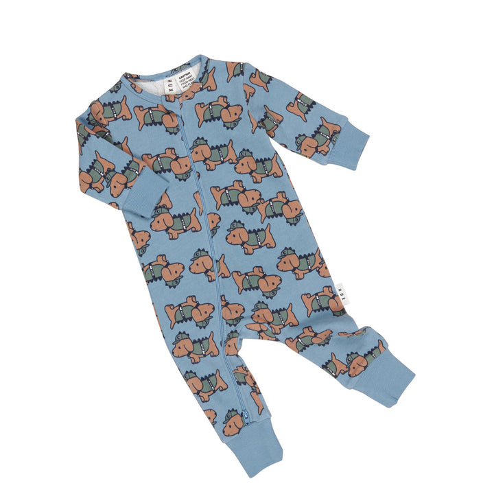 Huxbaby Dino Dog Romper - Mountain Blue