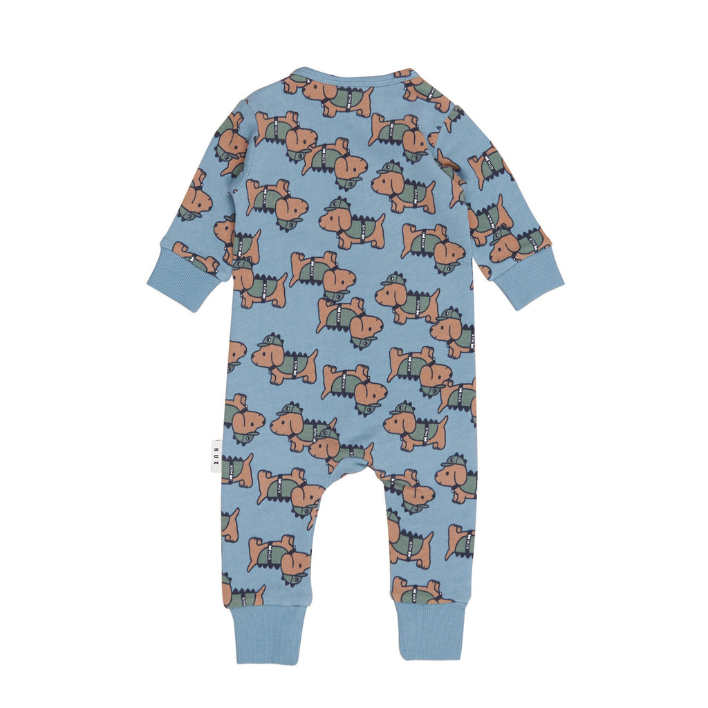 Dino Dog Romper - Mountain Blue