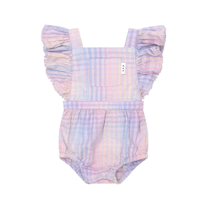 Huxbaby Rainbow Check Frill Playsuit
