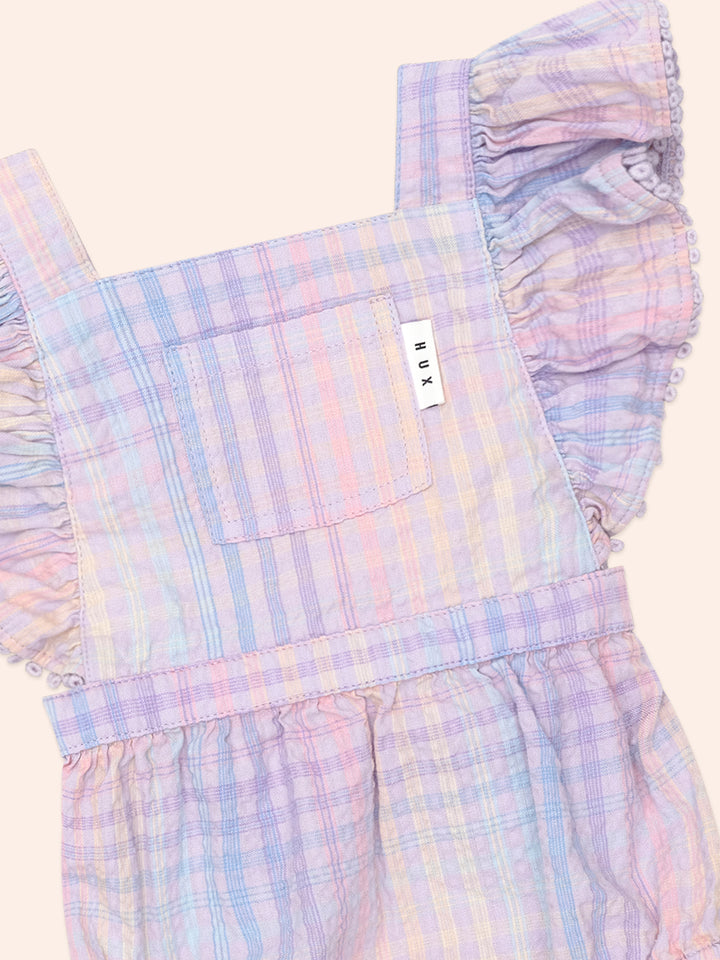 Huxbaby Rainbow Check Frill Playsuit