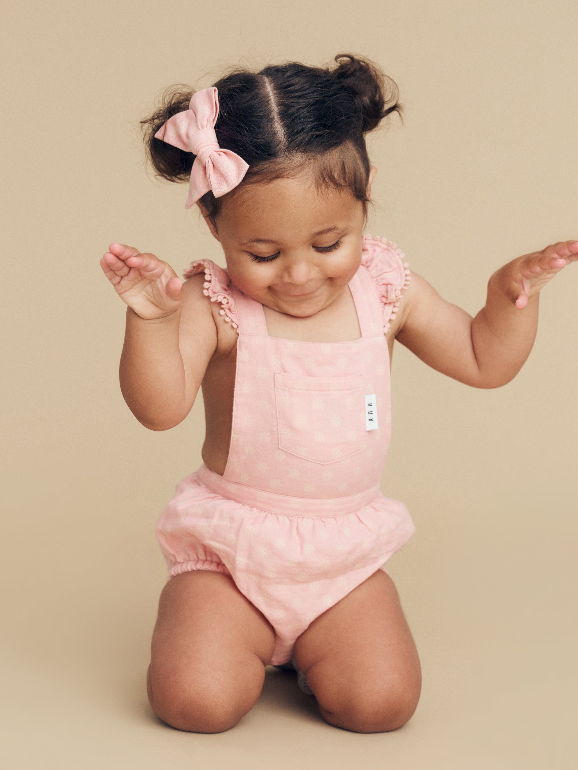 Huxbaby Daisy Reversible Playsuit - Dusty Rose + Sunkiss