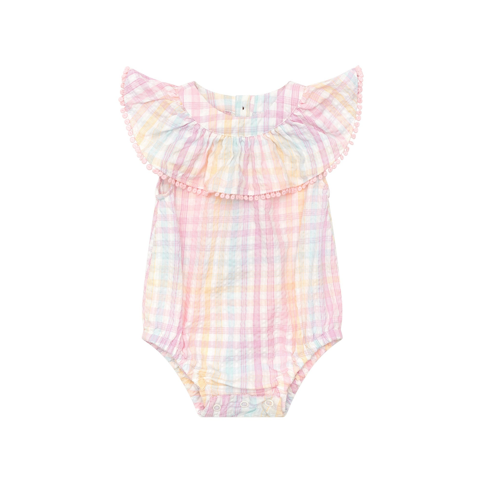 Huxbaby Rainbow Check Frill Onesie