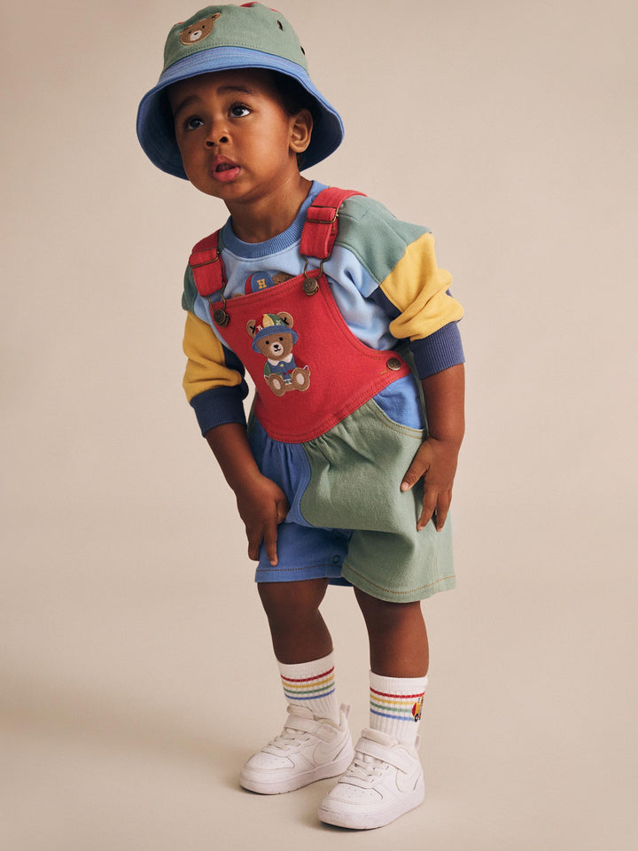 Huxbaby Denim Short Overalls Multicolour