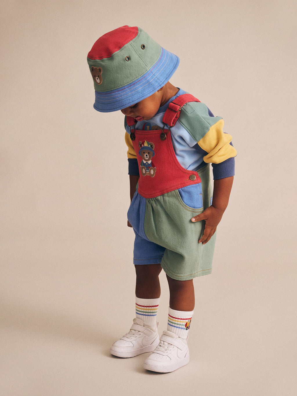 Huxbaby Denim Short Overalls Multicolour