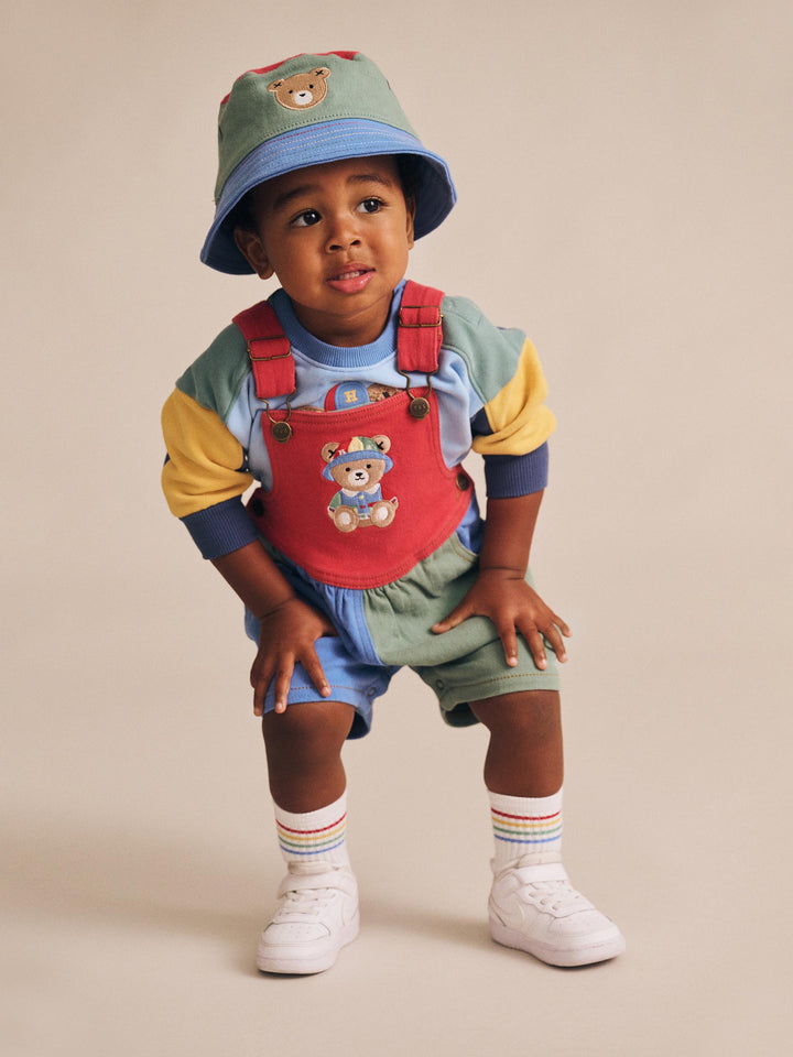 Huxbaby Denim Short Overalls Multicolour
