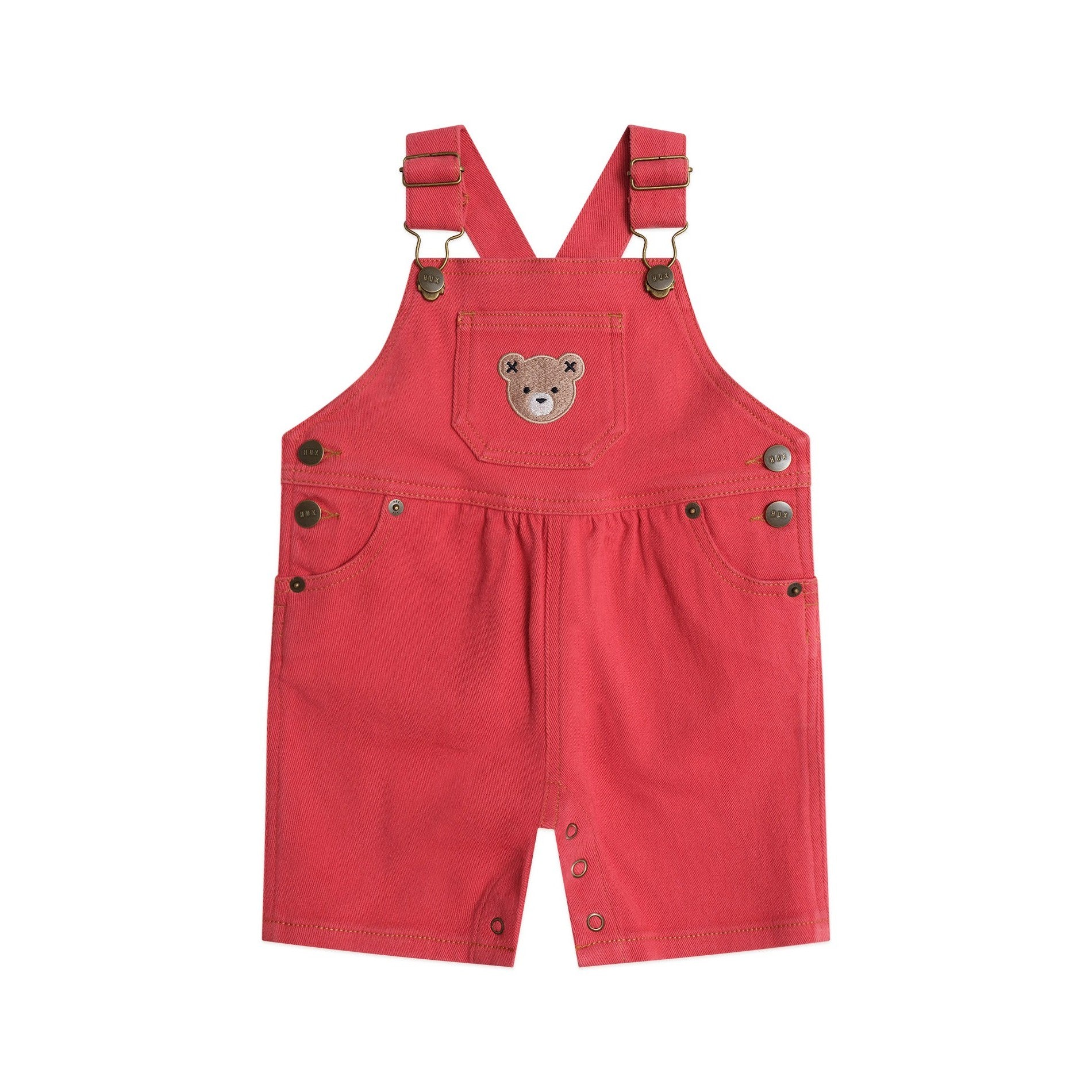 Huxbaby Denim Short Overalls Chilli Red