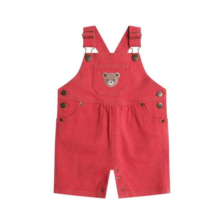 Huxbaby Denim Short Overalls Chilli Red