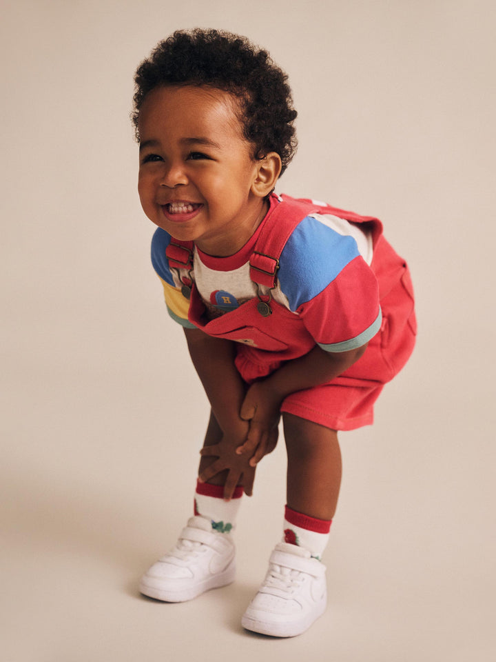 Huxbaby Denim Short Overalls Chilli Red