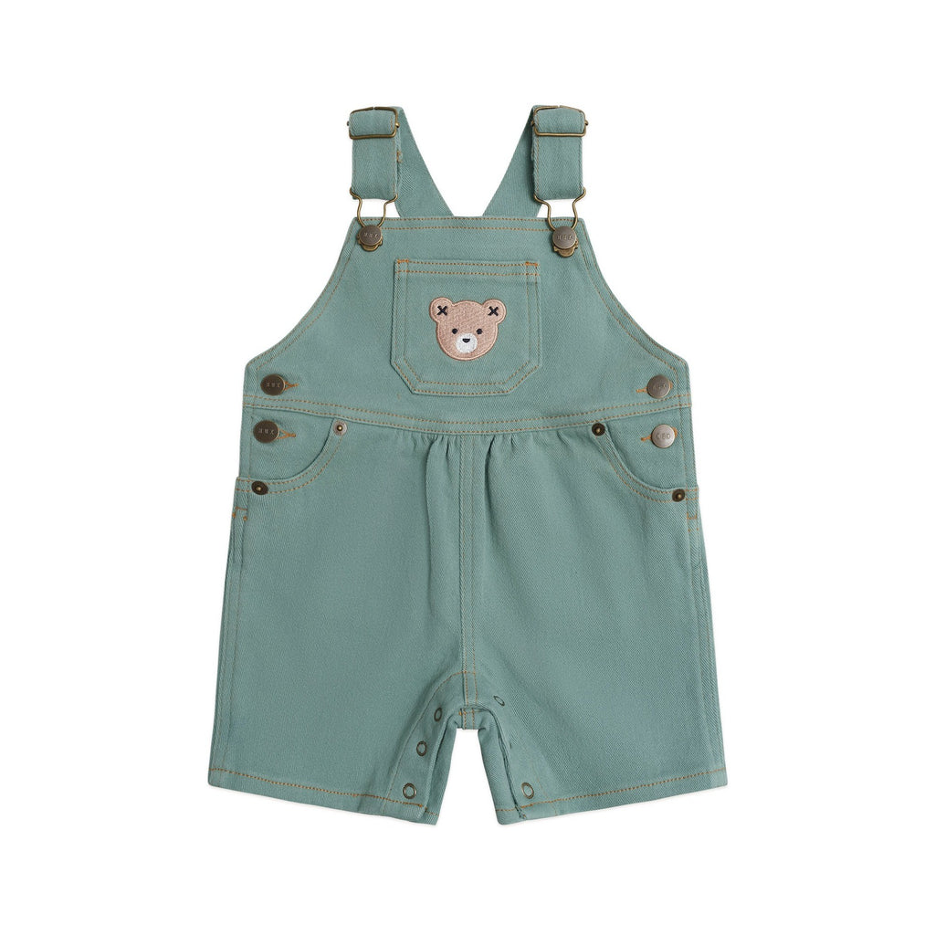 Huxbaby Denim Short Overalls Green